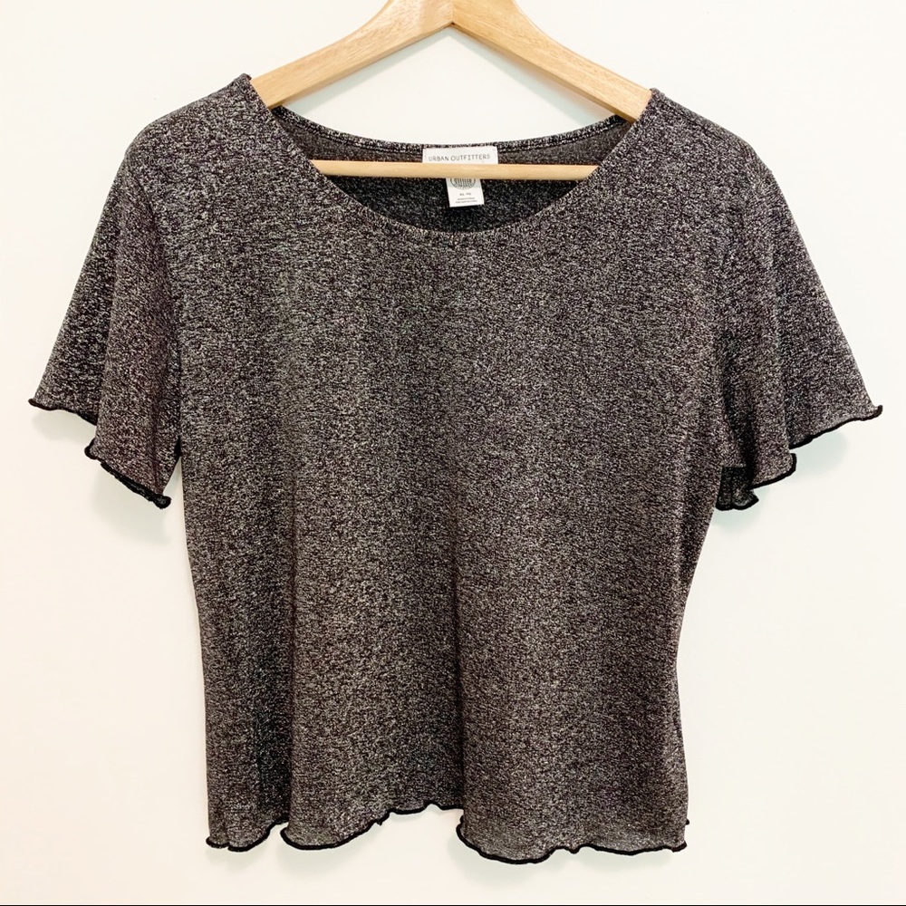 Urban Outfitters Sparkly 90s Silver Wavy Crop Top